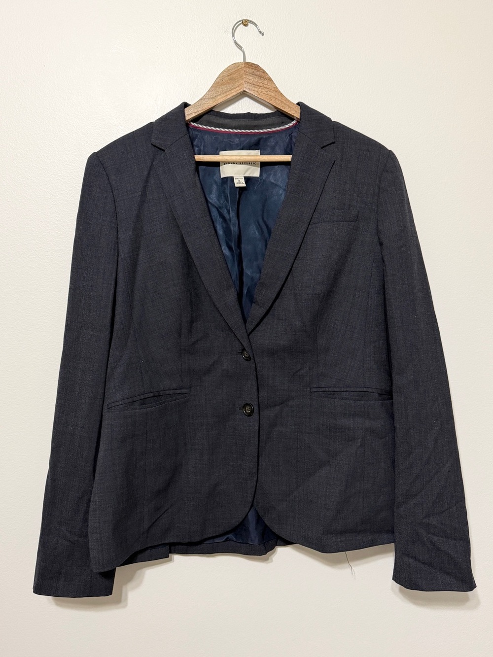 Banana Republic Stretch Wool Blazer Size 16 Women’s Gray Blue - Picture 2 of 11